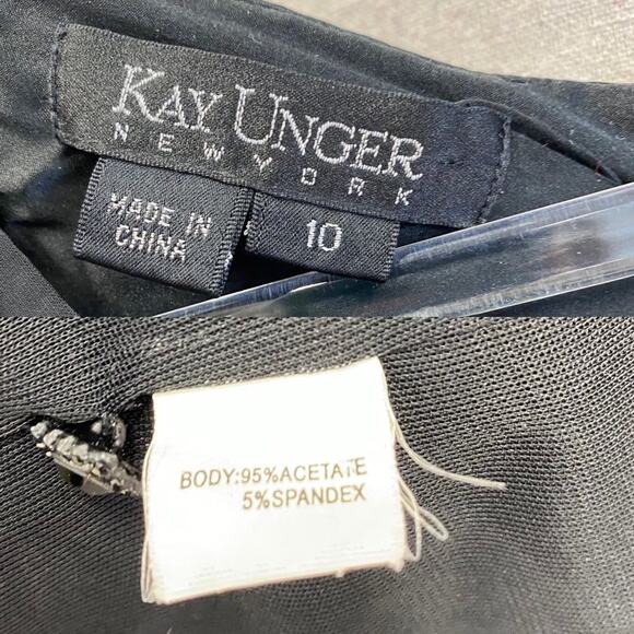 Kay Unger black ruched A Line knee length open back evening dress size 10 - Picture 6 of 15